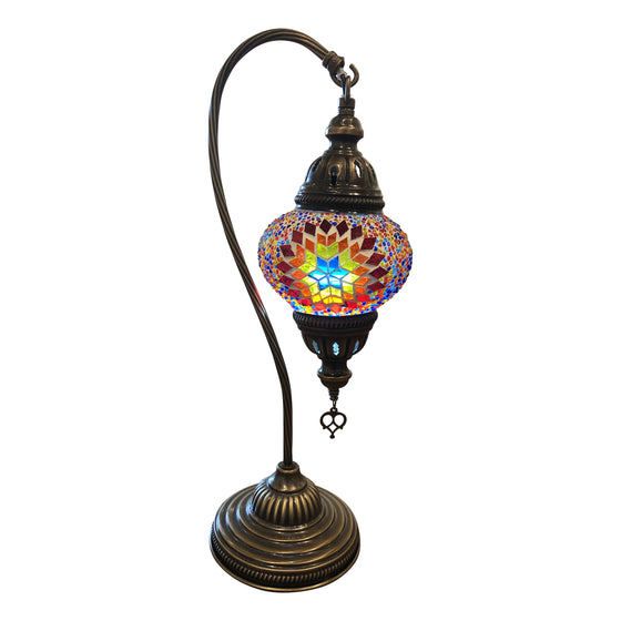[[Small red multi color mosaic table light///Petite lampe de table en mosaïque rouge multicolore]]