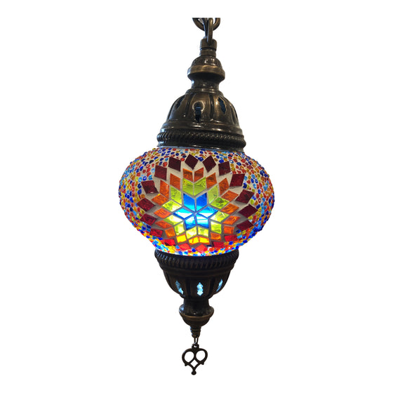 [[Small red multi color mosaic table light///Petite lampe de table en mosaïque rouge multicolore]]