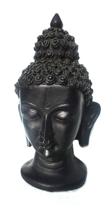  Black resin buddha head//Tête de Bouddha en résine noire