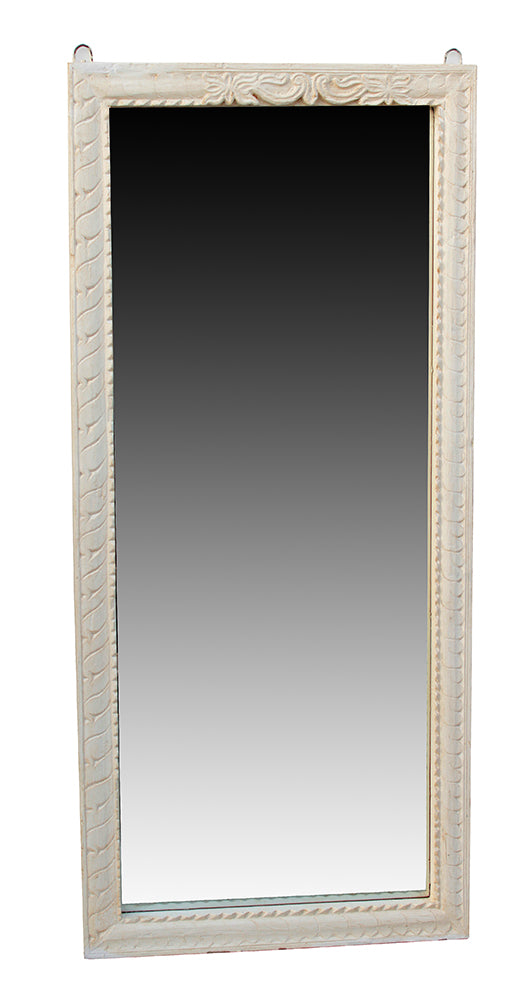 [[Whitewashed old teak wood mirror frame///Cadre de miroir en vieux bois de teck blanchi à la chaux]]