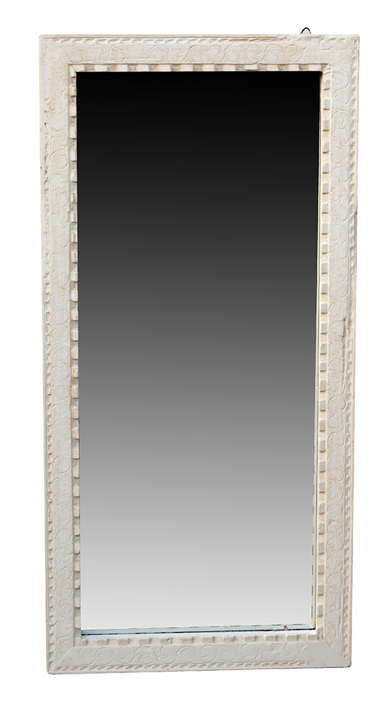 [[Whitewashed old teak wood mirror frame///Cadre de miroir en vieux bois de teck blanchi à la chaux]]