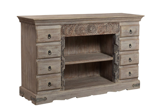 [[Pastel beige TV-unit with 8 drawers///Meuble TV beige pastel avec 8 tiroirs]]