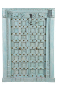  [[Pastel blue old Rajasthani teak wood door///Porte bleue pastel en ancien bois de teck du Rajasthan]]
