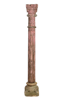  [[Pastel rose old teak wood pillar///Pilier en bois de teck ancien rose pastel]]