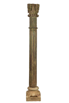  [[Pastel beige old teak wood pillar///Pilier en bois de teck ancien beige pastel]]