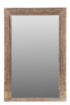 [[Pastel beige old teak door frame with a mirror///Cadre de porte en vieux bois de teck beige pastel avec un miroir]]