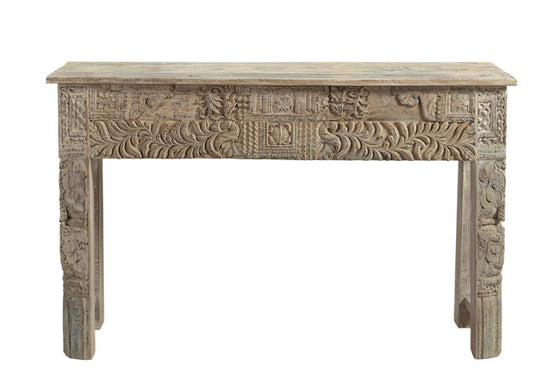 [[Side table with old teak wood carvings///Table d'appoint en ancien bois de teck avec des sculptures]]