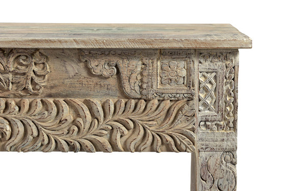 [[Side table with old teak wood carvings///Table d'appoint en ancien bois de teck avec des sculptures]]