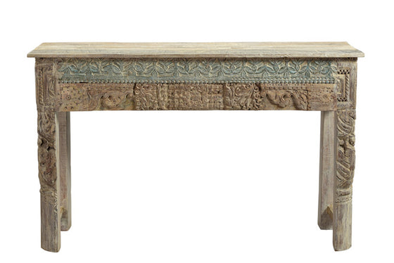 [[Side table with old teak wood carvings///Table d'appoint en ancien bois de teck avec des sculptures]]