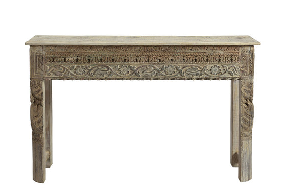 [[Side table with old teak wood carvings///Table d'appoint en ancien bois de teck avec des sculptures]]