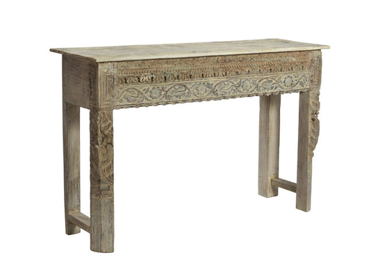 [[Side table with old teak wood carvings///Table d'appoint en ancien bois de teck avec des sculptures]]