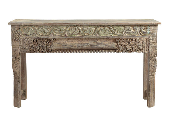 [[Side table with old teak wood carvings///Table d'appoint en ancien bois de teck avec des sculptures]]