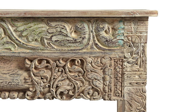 [[Side table with old teak wood carvings///Table d'appoint en ancien bois de teck avec des sculptures]]