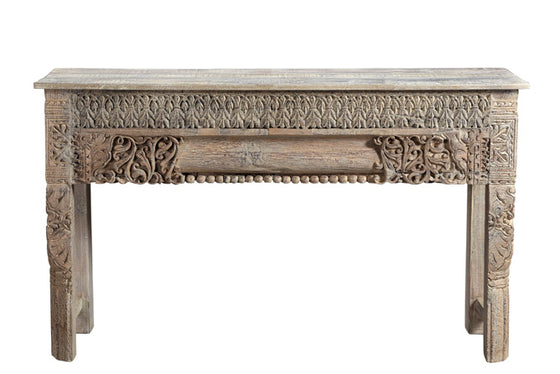 [[Side table with old teak wood carvings///Table d'appoint en ancien bois de teck avec des sculptures]]