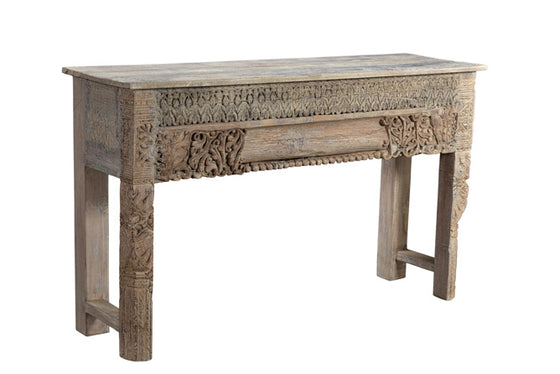 [[Side table with old teak wood carvings///Table d'appoint en ancien bois de teck avec des sculptures]]