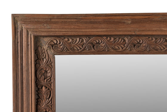 [[Old teak door frame with a mirror///Cadre de porte en ancien bois de teck avec un miroir]]