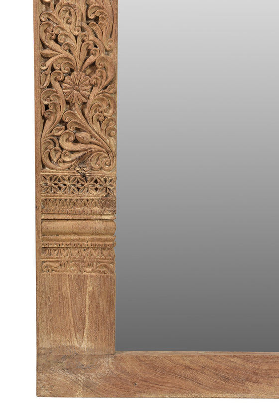 [[Old teak door frame with a mirror///Cadre de porte en ancien bois de teck avec un miroir]]