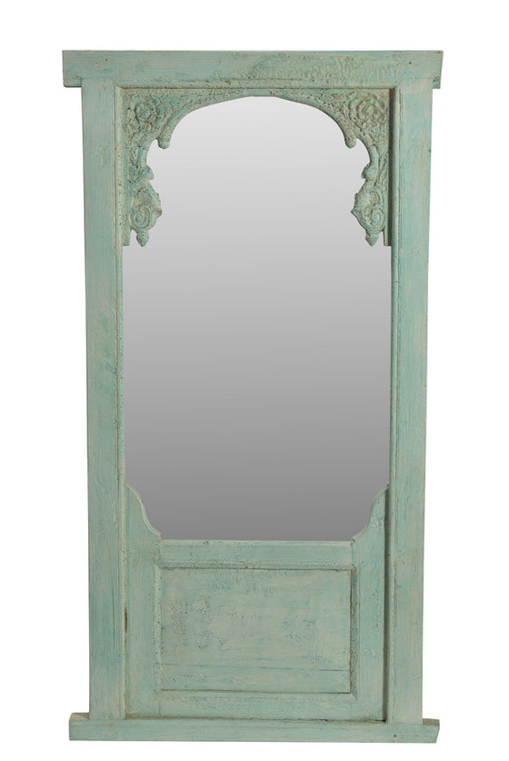 [[Pastel blue old window with a mirror///Ancienne fenêtre bleue pastel avec un miroir]]