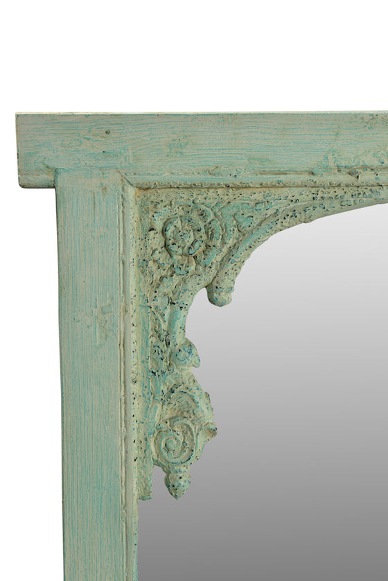 [[Pastel blue old window with a mirror///Ancienne fenêtre bleue pastel avec un miroir]]