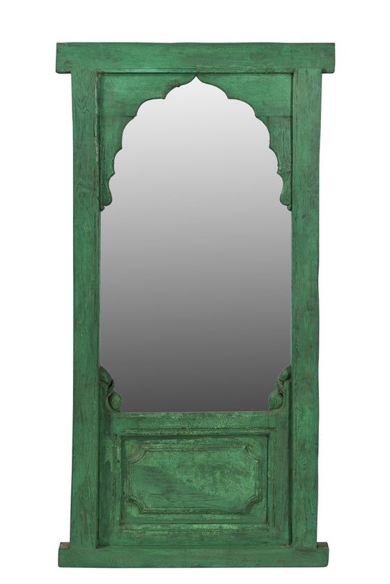 [[Turquoise old window with a mirror///Ancienne fenêtre turquoise avec un miroir]]