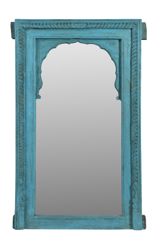 [[Turquoise old window with a mirror///Ancienne fenêtre turquoise avec un miroir]]