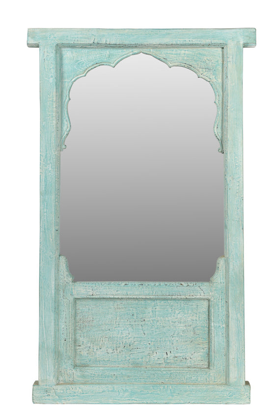 [[Pastel blue old window with a mirror///Ancienne fenêtre bleue pastel avec un miroir]]