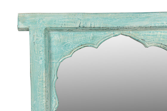 [[Pastel blue old window with a mirror///Ancienne fenêtre bleue pastel avec un miroir]]