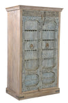 [[Pastel blue cabinet with old teak doors///Armoire bleue pastel avec de vieilles portes en teck]]