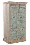 [[Pastel blue cabinet with old teak doors///Armoire bleue pastel avec de vieilles portes en teck]]