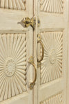 [[Whitewashed old teak wood mirror with shutters///Miroir avec volets en vieux bois de teck blanchi à la chaux]]