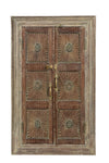 [[Pastel beige old teak wood mirror with shutters///Miroir avec volets en vieux bois de teck beige pastel]]