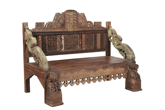 [[Vintage sofa bench with old carvings/// Banc-Sofa vintage avec de vieilles sculptures]]