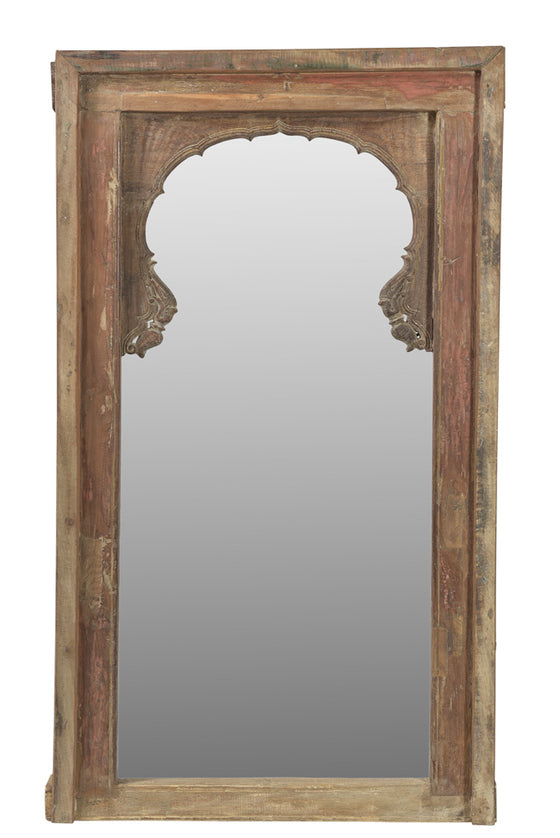 [[Old teak wood window with a mirror///Ancienne fenêtre en bois de teck avec un miroir]]