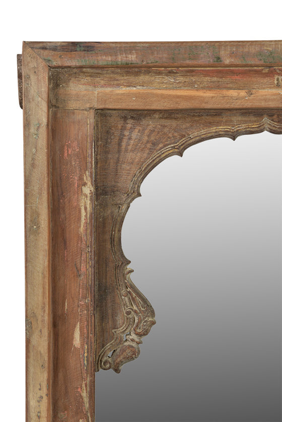 [[Old teak wood window with a mirror///Ancienne fenêtre en bois de teck avec un miroir]]