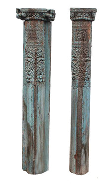  [[Turquoise old teak wood pillar///Pilier ancien en teck turquoise]]