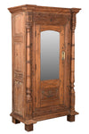 [[Old hand carved teak wood cabinet with a mirror///Armoire en ancien bois de  teck sculptée à la main avec un miroir]]