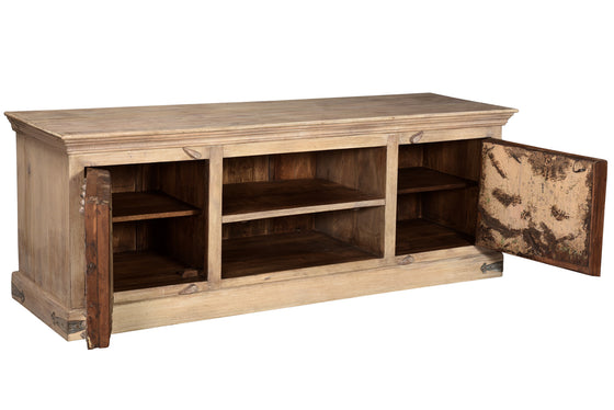 [[Wooden TV-unit with old teak wood doors///Meuble TV en bois avec portes en ancien bois de teck]]