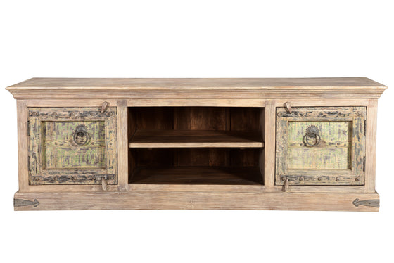 [[Wooden TV-unit with old teak wood doors///Meuble TV en bois avec portes en ancien bois de teck]]