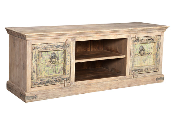 [[Wooden TV-unit with old teak wood doors///Meuble TV en bois avec portes en ancien bois de teck]]