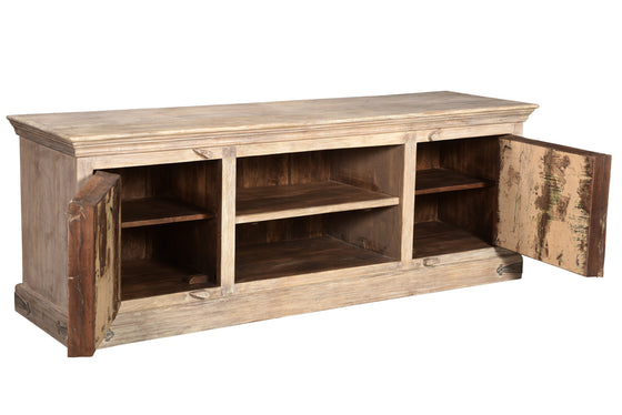 [[Wooden TV-unit with old teak wood doors///Meuble TV en bois avec portes en ancien bois de teck]]