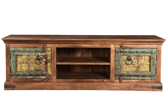 [[Wooden TV-unit with old teak wood doors///Meuble TV en bois avec portes en ancien bois de teck]]