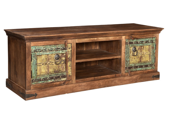 [[Wooden TV-unit with old teak wood doors///Meuble TV en bois avec portes en ancien bois de teck]]