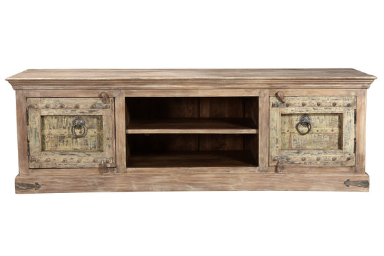 [[Wooden TV-unit with old teak wood doors///Meuble TV en bois avec portes en ancien bois de teck]]
