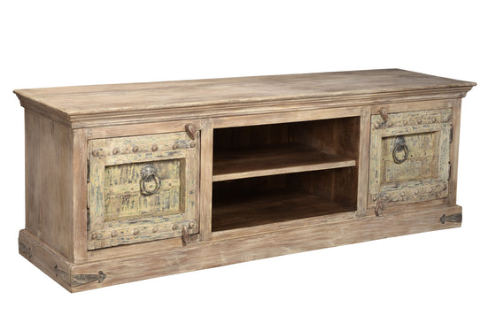 [[Wooden TV-unit with old teak wood doors///Meuble TV en bois avec portes en ancien bois de teck]]