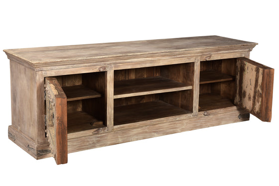 [[Wooden TV-unit with old teak wood doors///Meuble TV en bois avec portes en ancien bois de teck]]