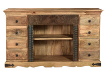  [[Wooden TV-unit with a vintage panel and drawers///Meuble TV en bois avec un panneau vintage et des tiroirs]]