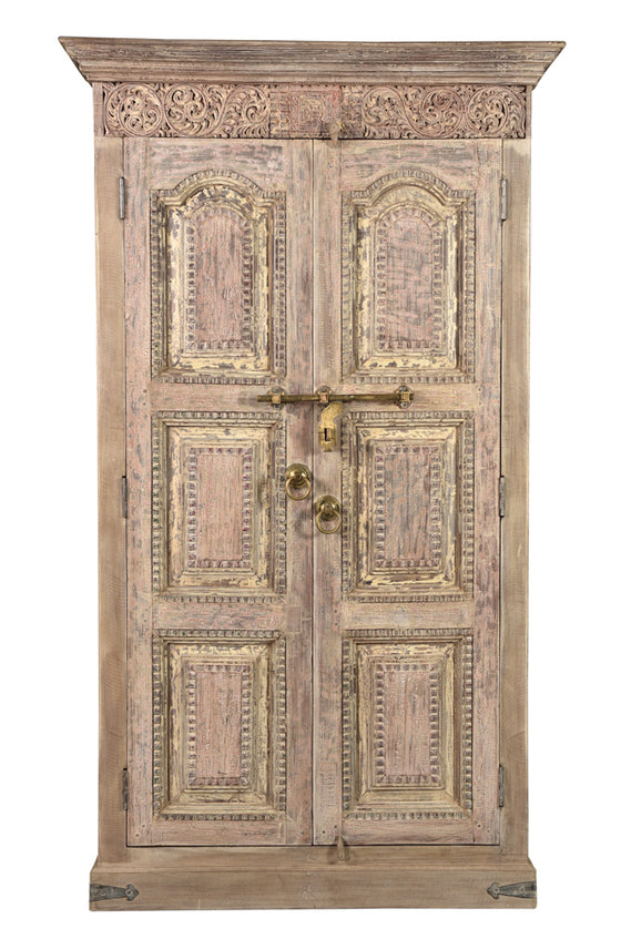 [[Massive storage cabinet with old Indian teak wood doors///Armoire de rangement massive avec des portes indiennes en ancien bois de  teck]]