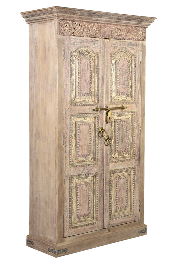 [[Massive storage cabinet with old Indian teak wood doors///Armoire de rangement massive avec des portes indiennes en ancien bois de  teck]]