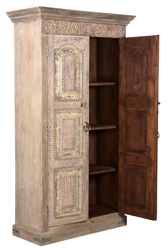 [[Massive storage cabinet with old Indian teak wood doors///Armoire de rangement massive avec des portes indiennes en ancien bois de  teck]]
