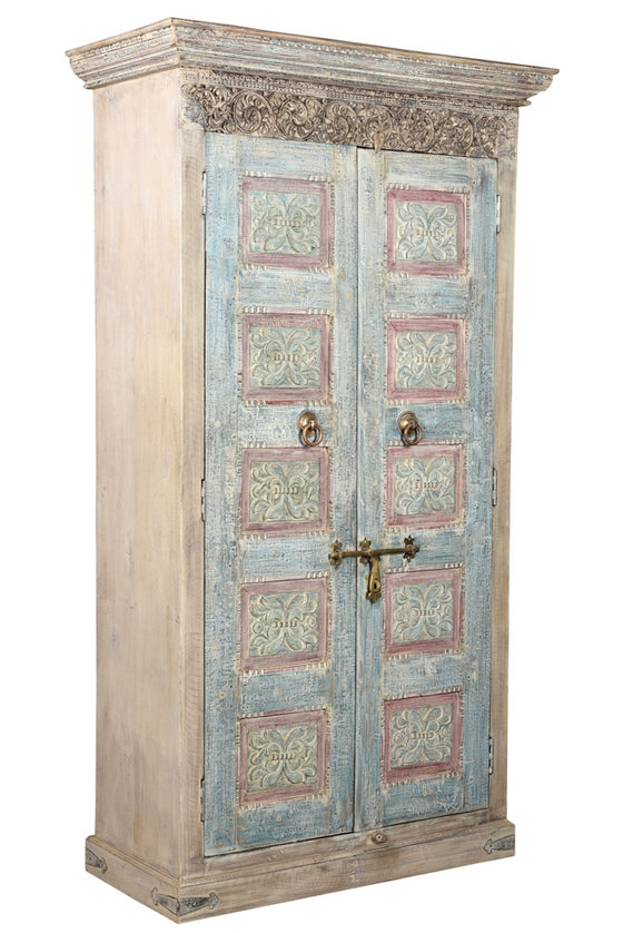 [[Massive storage cabinet with old Indian teak wood doors///Armoire de rangement massive avec des portes indiennes en ancien bois de  teck]]